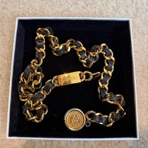 CHANEL Black and Gold Chain belt
